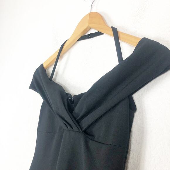 Nookie Athena Off Shoulder Black Midi Dress Size Small NON1722 Cocktail Chic - Picture 7 of 14
